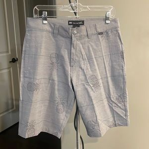 Travis Mathew grey shorts with pineapple design NWT